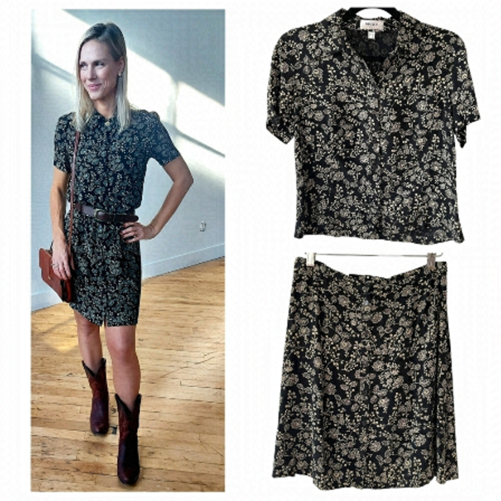 VINTAGE MEXX Floral Paisley Blouse & Skirt Set